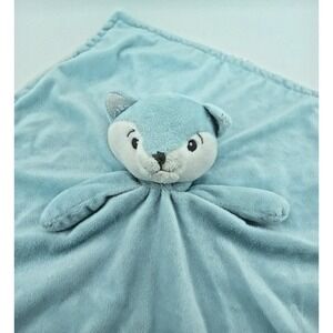 Piccolo Bambino Blue Fox Lovey Security Blanket White Sherpa Plush Baby Toy
